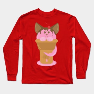 Strawberry Ice Cream Cat Long Sleeve T-Shirt